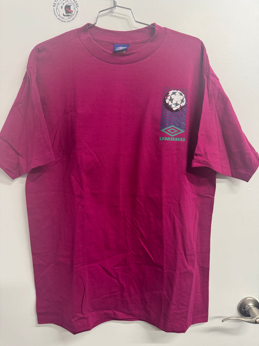 Vintage Umbro Multi-Color Ball Made in USA Single Stitch Soccer Tee - XL