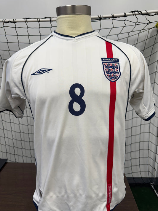 England 2002/03 Scholes #8 Home w/ World Cup 2002 Patches | Retro Screamers