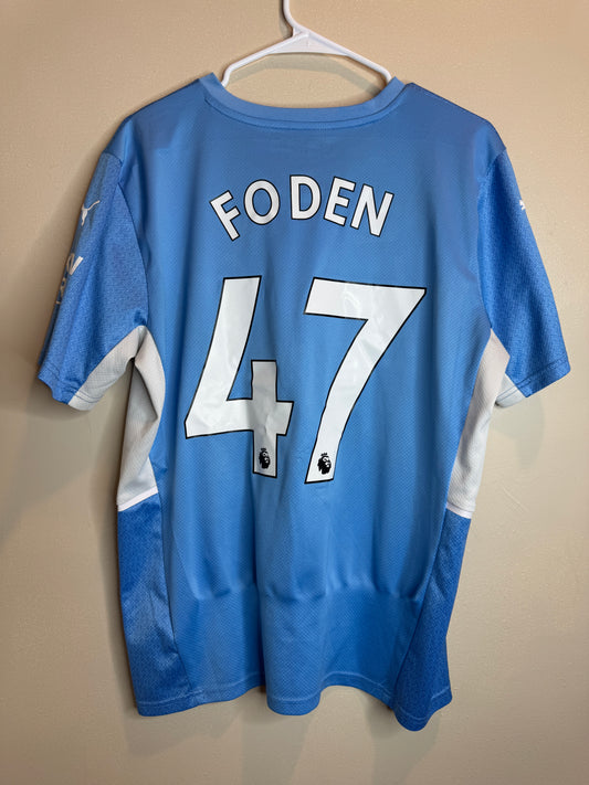 Manchester City 2021 Foden #47 Home Shirt - L
