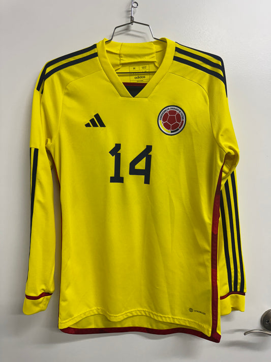 Colombia 2022 Luis Diaz #14 Longsleeve Home Shirt - M