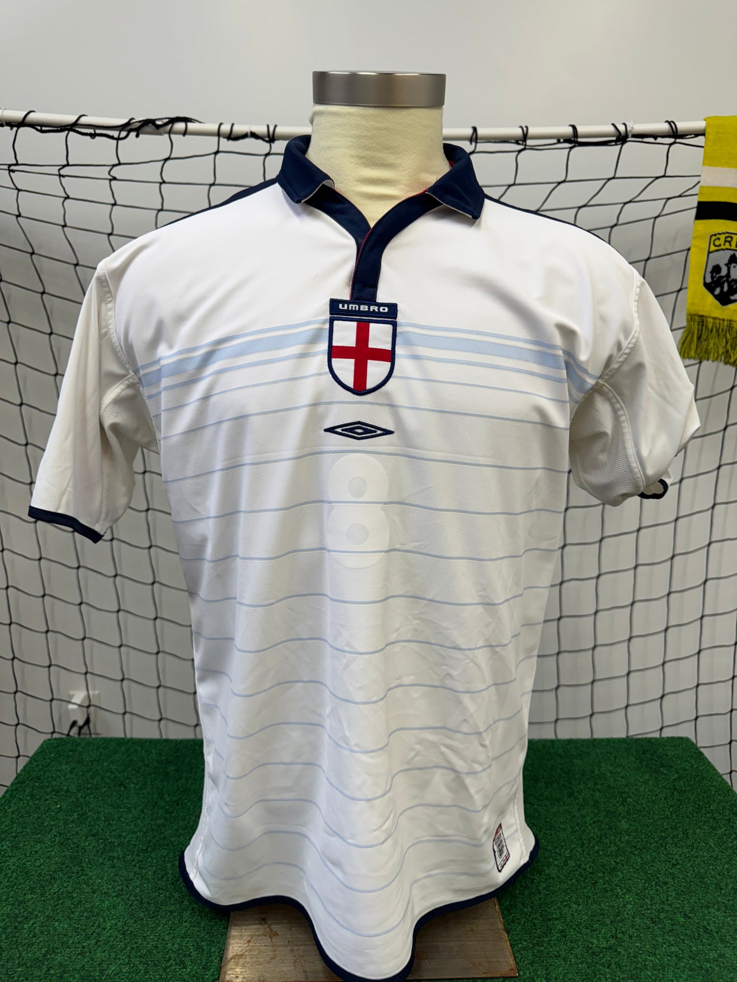 England 2003 Scholes #8 Home Reversible w/ Euro 2004 Patches - XL