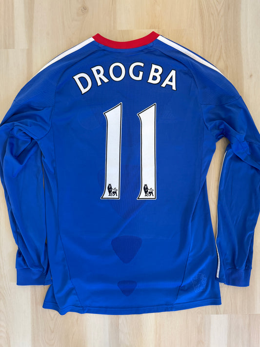 Chelsea 2010/11 Didier Drogba #11 Home Longsleeve Shirt w/ Patches | Retro Screamers