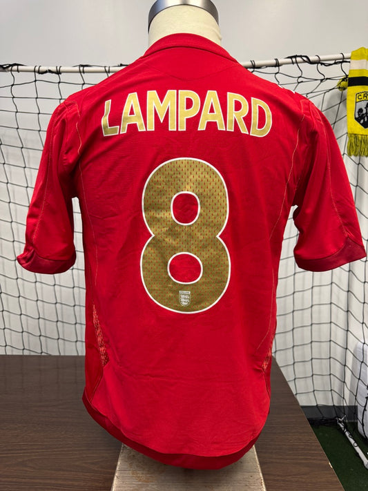 England 2006 Lampard #8 Away w/ Greece match print - L