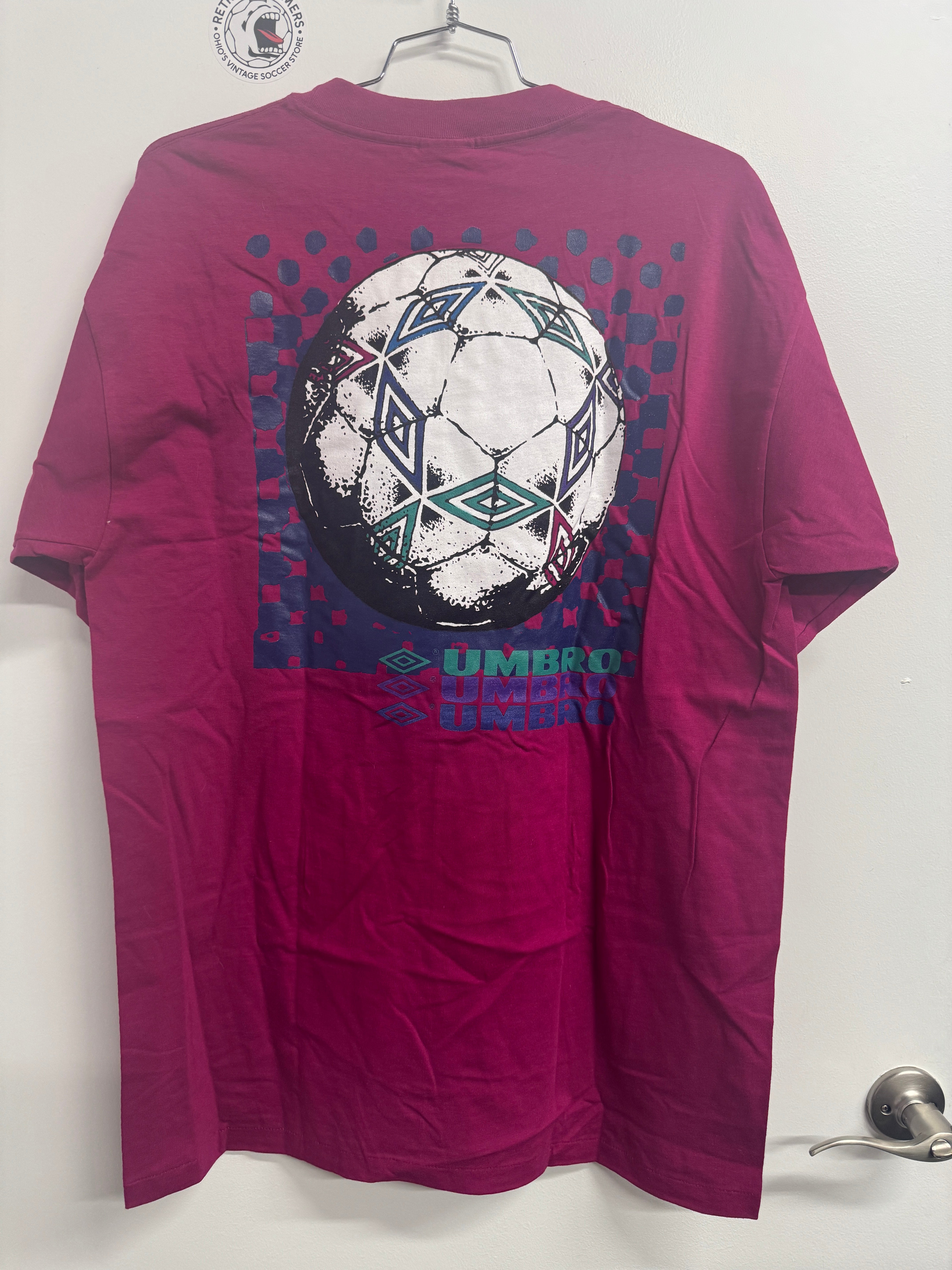 Vintage Umbro Multi-Color Ball Made in USA Single Stitch Soccer Tee | Retro Screamers