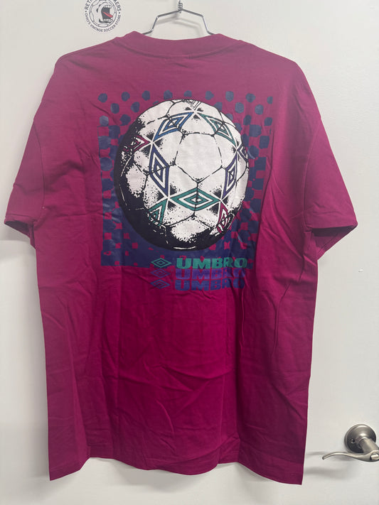 Vintage Umbro Multi-Color Ball Made in USA Single Stitch Soccer Tee - XL