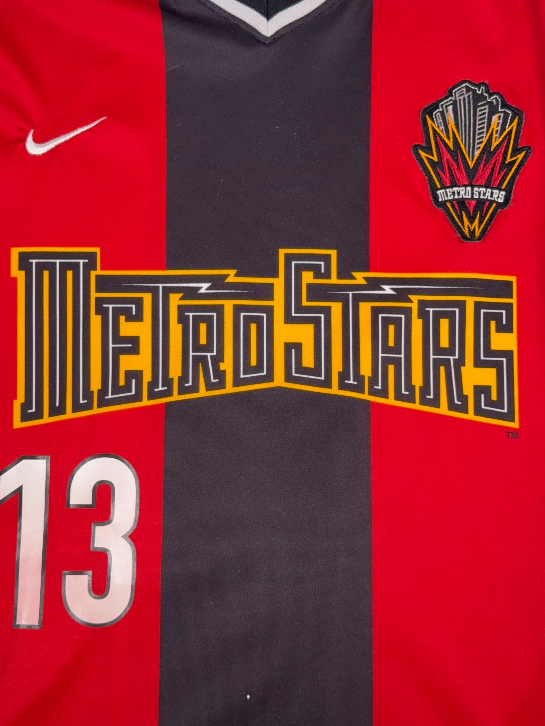 New York Metrostars 2001/02 Clint Mathis #13 Signed Away Shirt - M