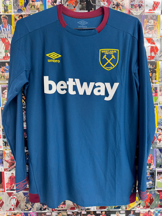 West Ham United 2018/19 Declan Rice #41 Away Longsleeve Shirt - M