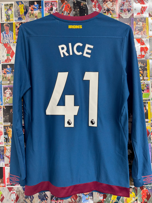 West Ham United 2018/19 Declan Rice #41 Away Longsleeve Shirt - M