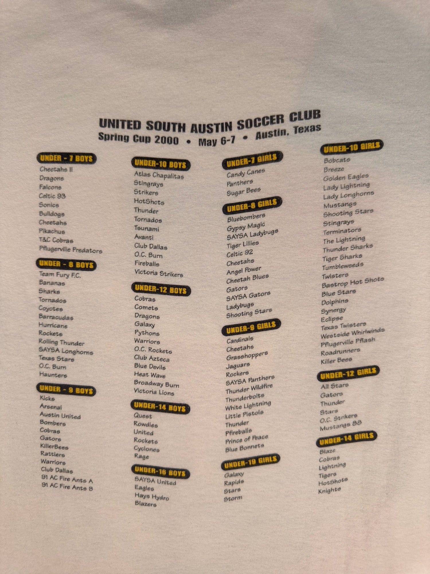 Vintage USA Spring Cup 2000 Soccer Tee - S