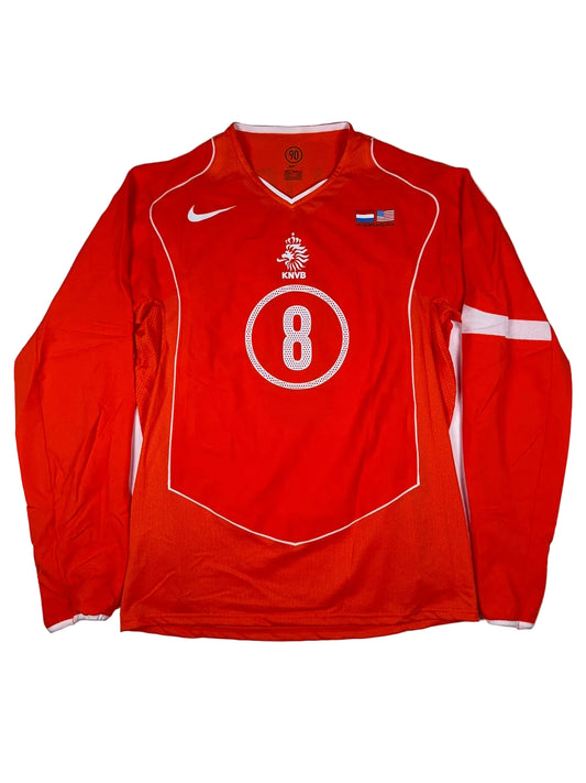 Netherlands 2004/05 Wesley Sneijder #8 Match Prepared vs USA with Tags Home Longsleeve Shirt - L