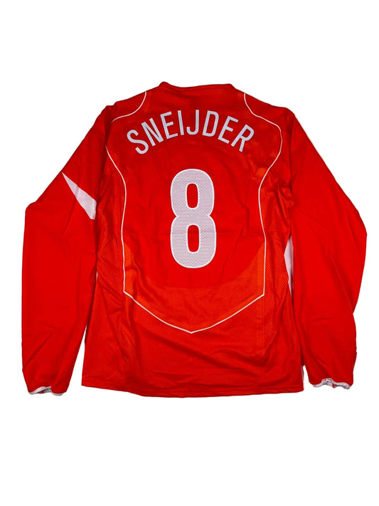 Netherlands 2004/05 Wesley Sneijder #8 Match Prepared vs USA with Tags Home Longsleeve Shirt - L