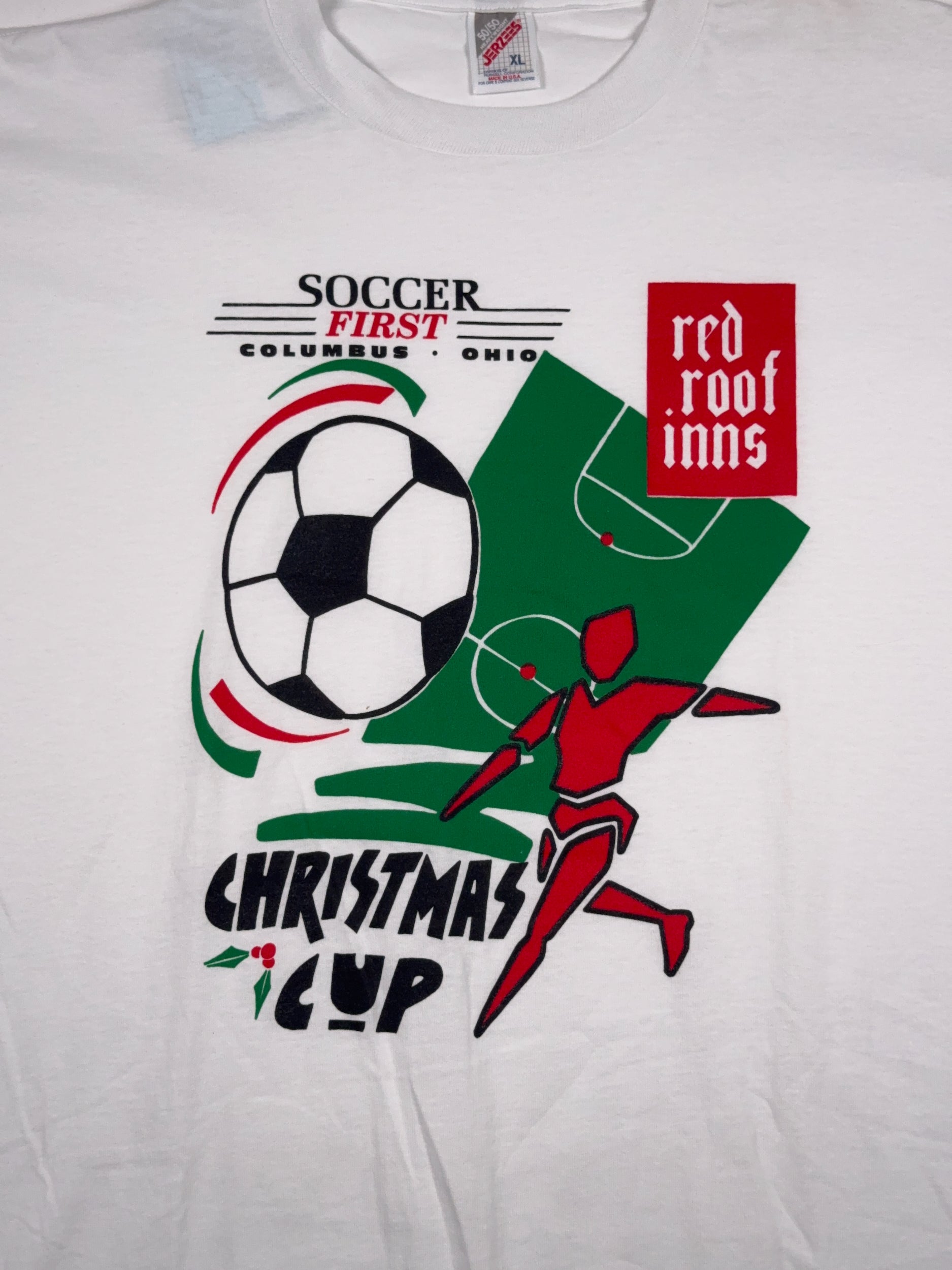 Vintage Soccer First Christmas Cup Tee - XL
