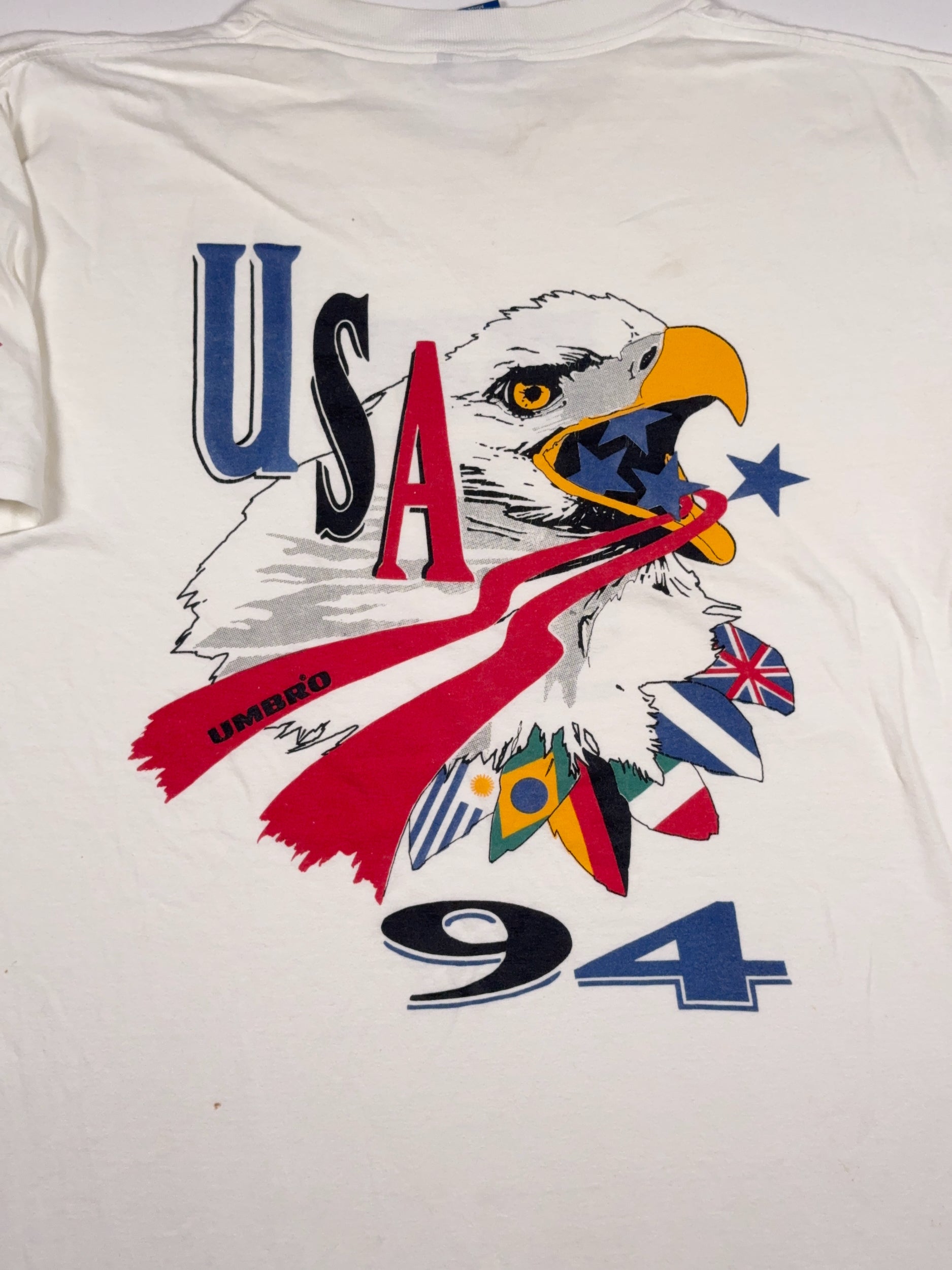 USA 94 World Cup Soccer Eagle Umbro Vintage Single Stitch Tee - L