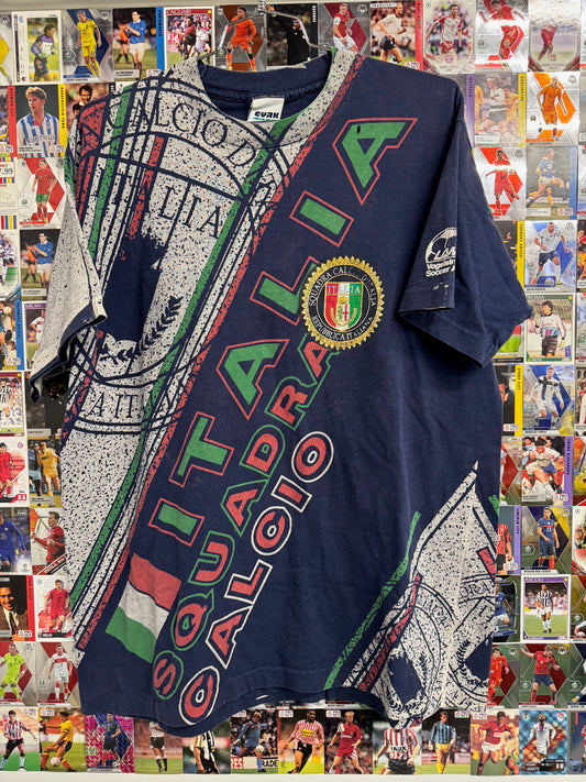 Italy 90s AOP Italia Squadra Calcio Vintage T-Shirt | Retro Screamers
