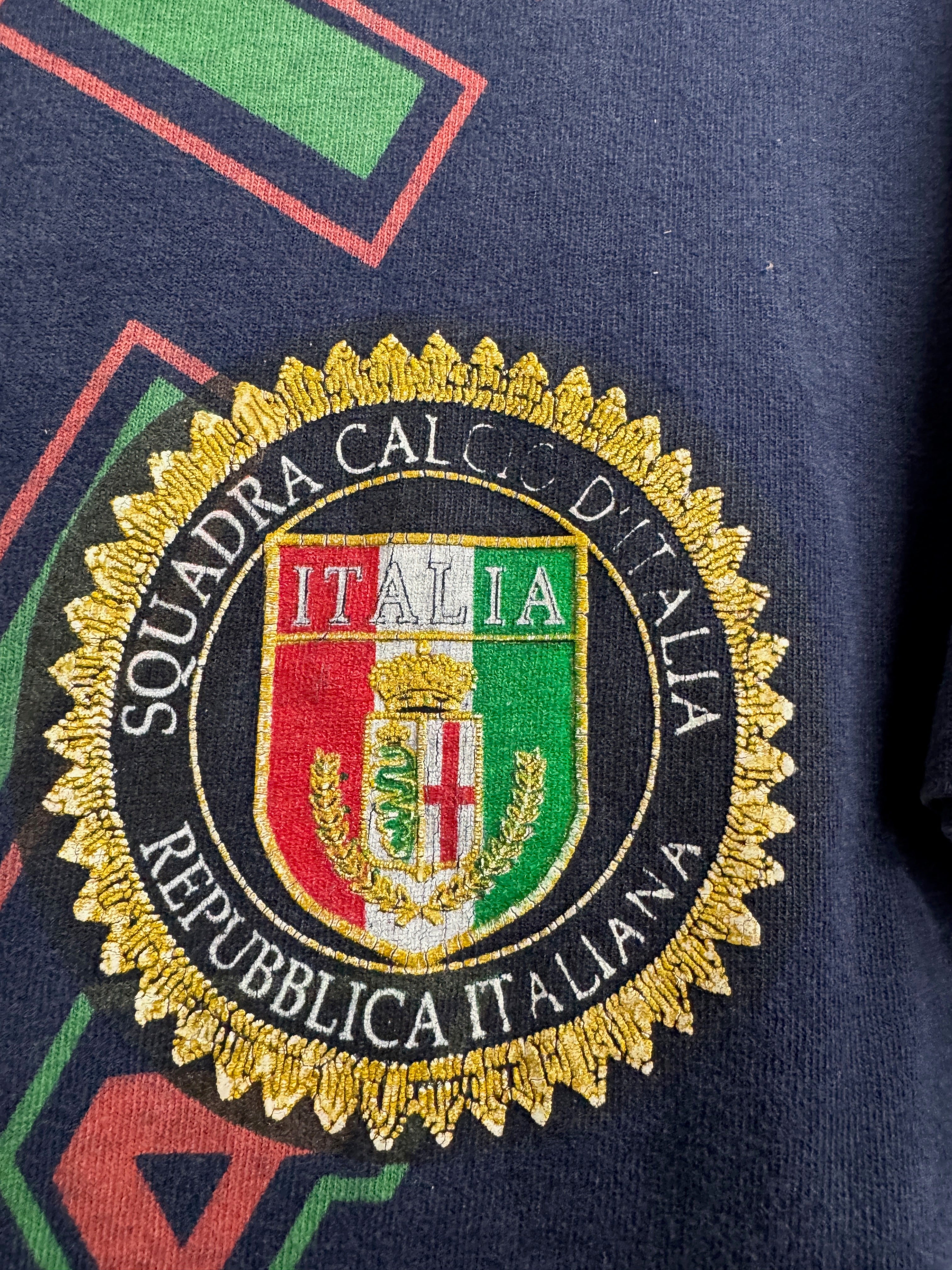 Italy 90s AOP Italia Squadra Calcio Vintage T-Shirt | Retro Screamers