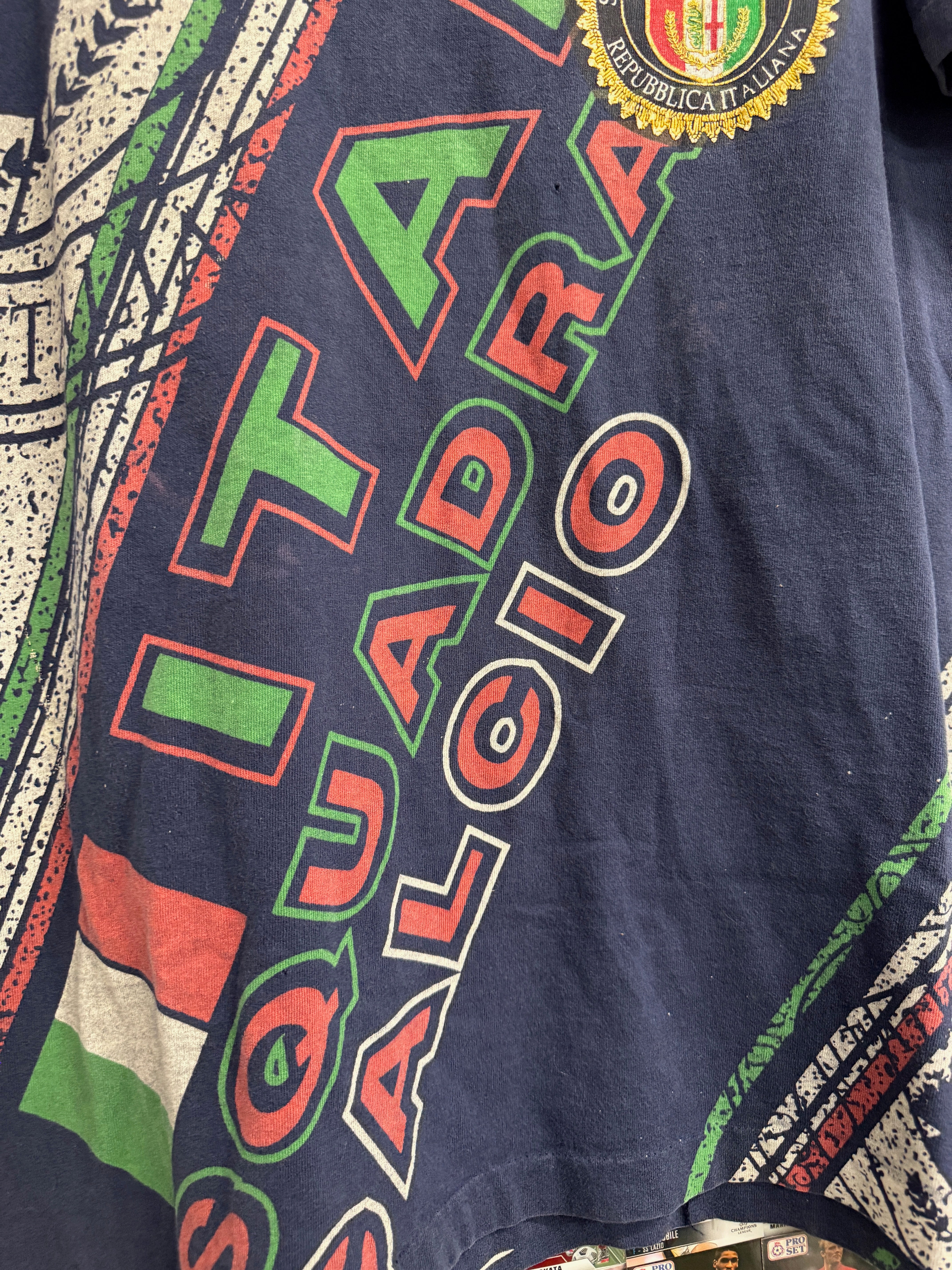 Italy 90s AOP Italia Squadra Calcio Vintage T-Shirt | Retro Screamers