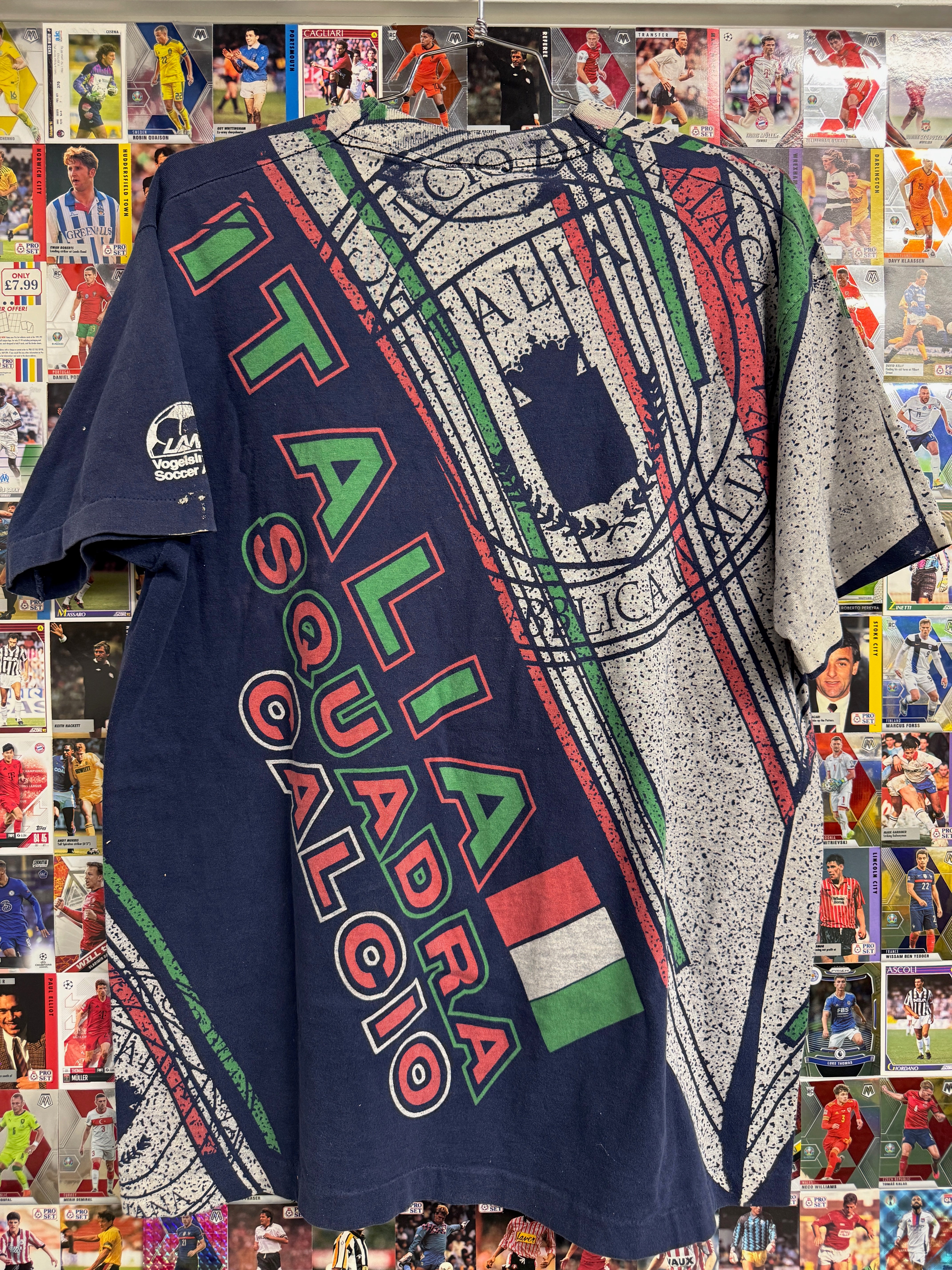 Italy 90s AOP Italia Squadra Calcio Vintage T-Shirt | Retro Screamers