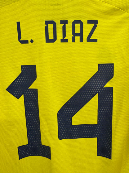 Colombia 2022 Luis Diaz #14 Longsleeve Home Shirt - M