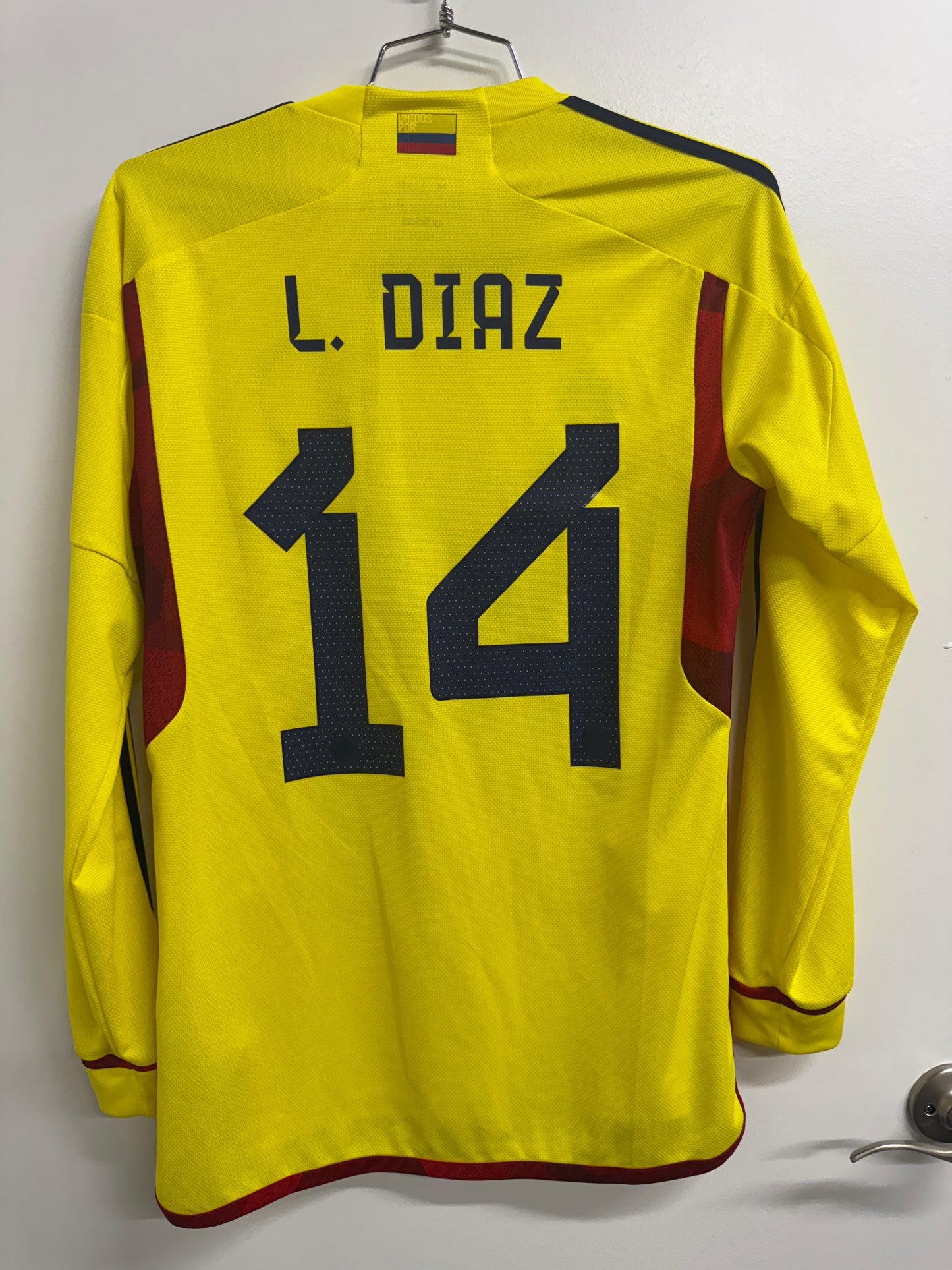 Colombia 2022 Luis Diaz #14 Longsleeve Home Shirt - M