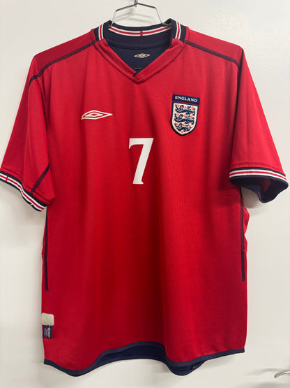 England 2002 Beckham #7 Home Reversible - L