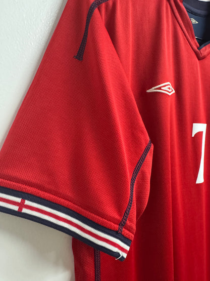 England 2002 Beckham #7 Home Reversible - L
