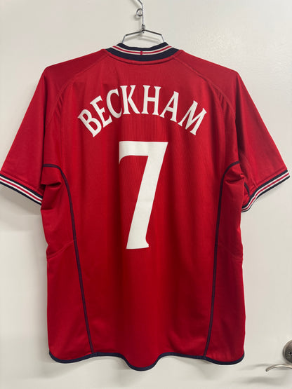 England 2002 Beckham #7 Home Reversible - L