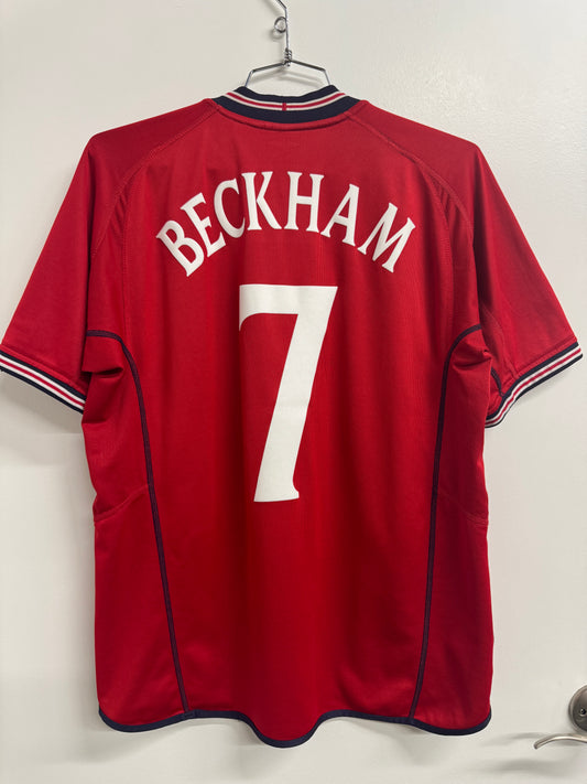 England 2002 Beckham #7 Home Reversible - L