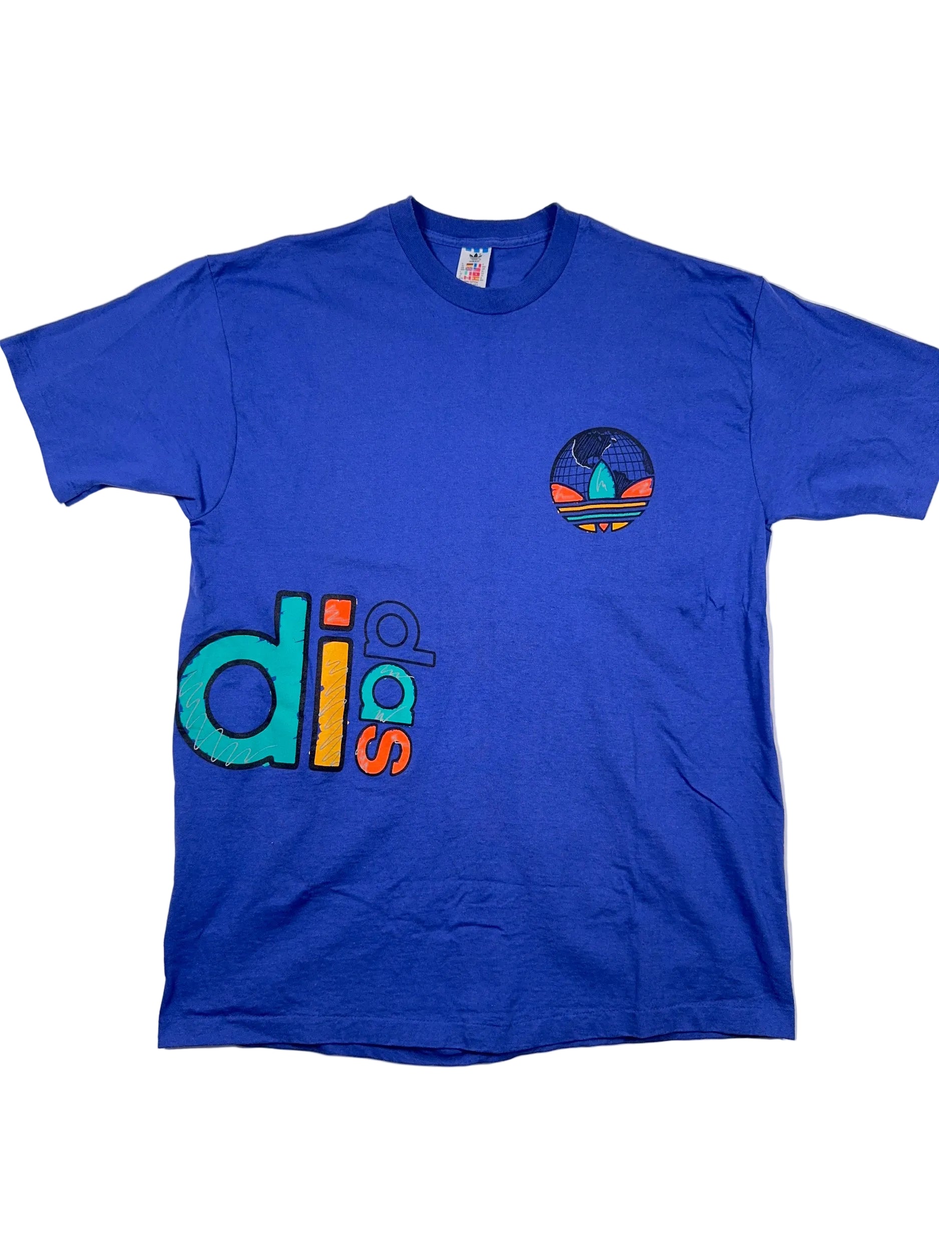 adidas 90s Soccer World Wraparound Made in USA Vintage Tee - XL