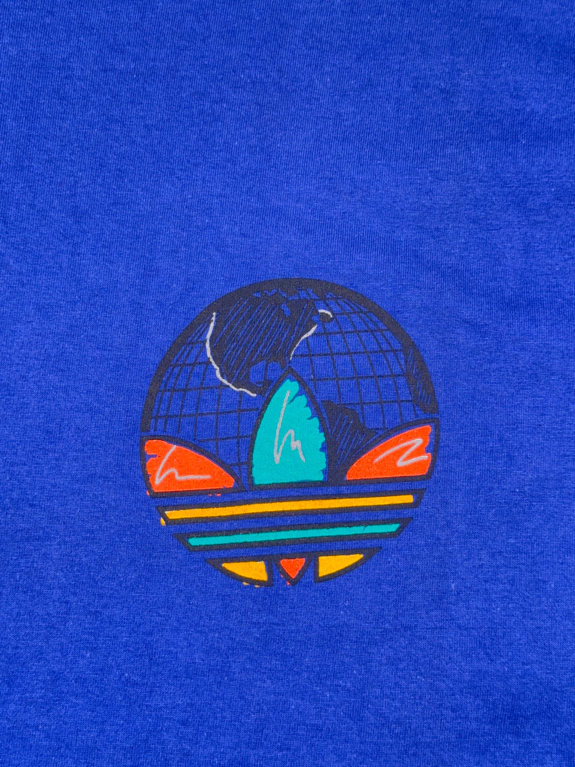 adidas 90s Soccer World Wraparound Made in USA Vintage Tee - XL