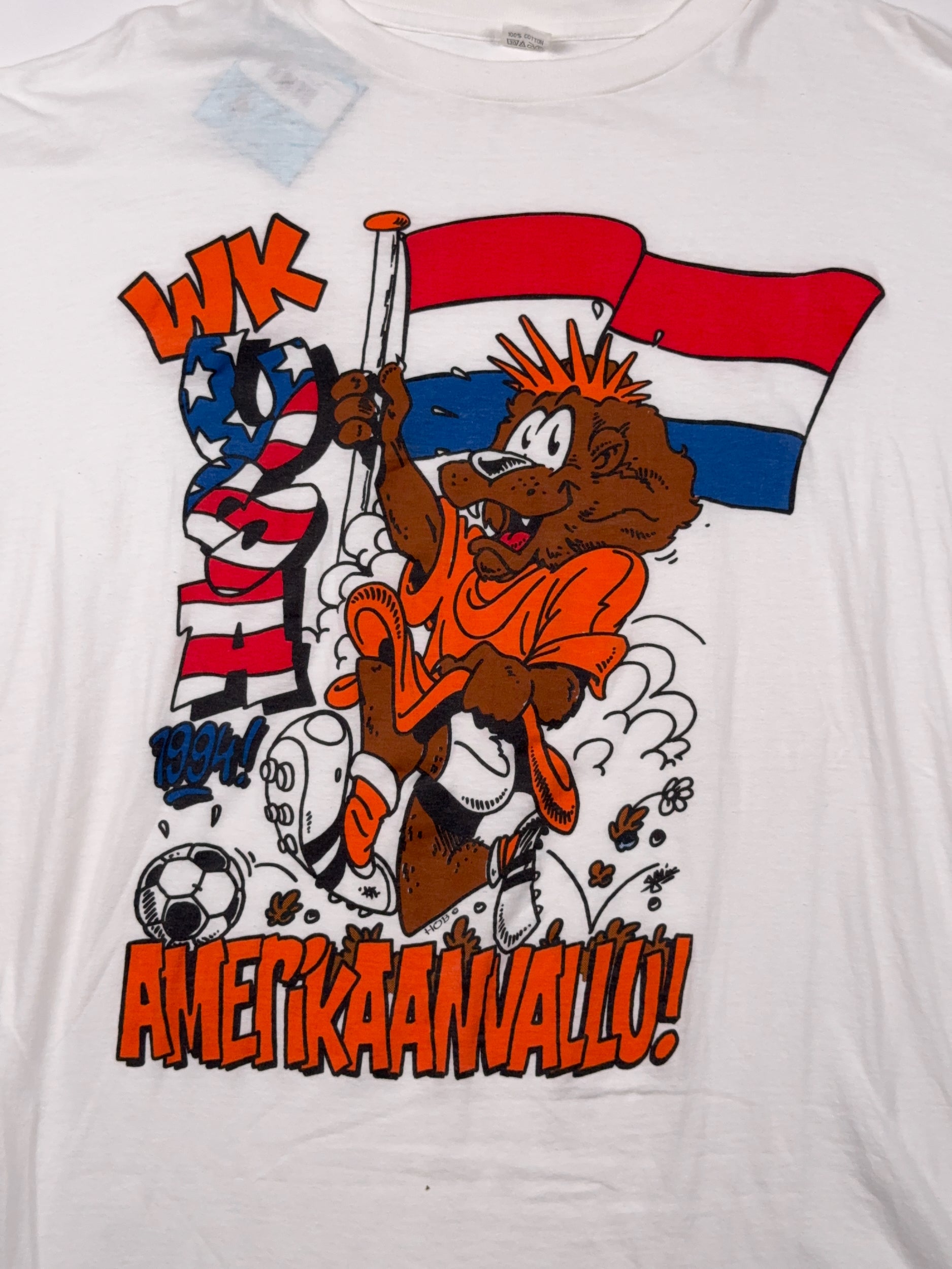 Netherlands USA 1994 World Cup Single Stitch Tee - One Size
