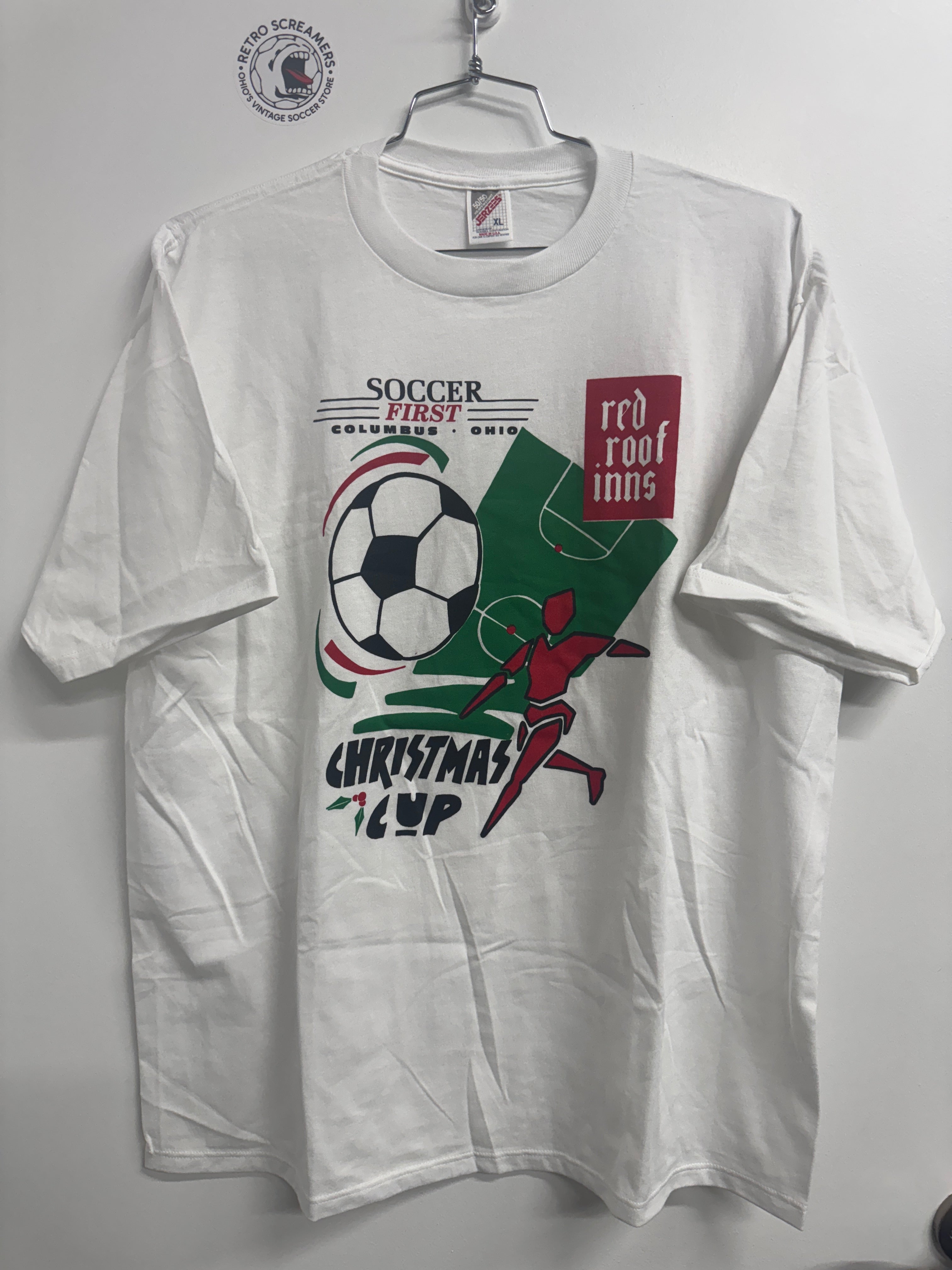 Vintage Soccer First Christmas Cup Tee - XL