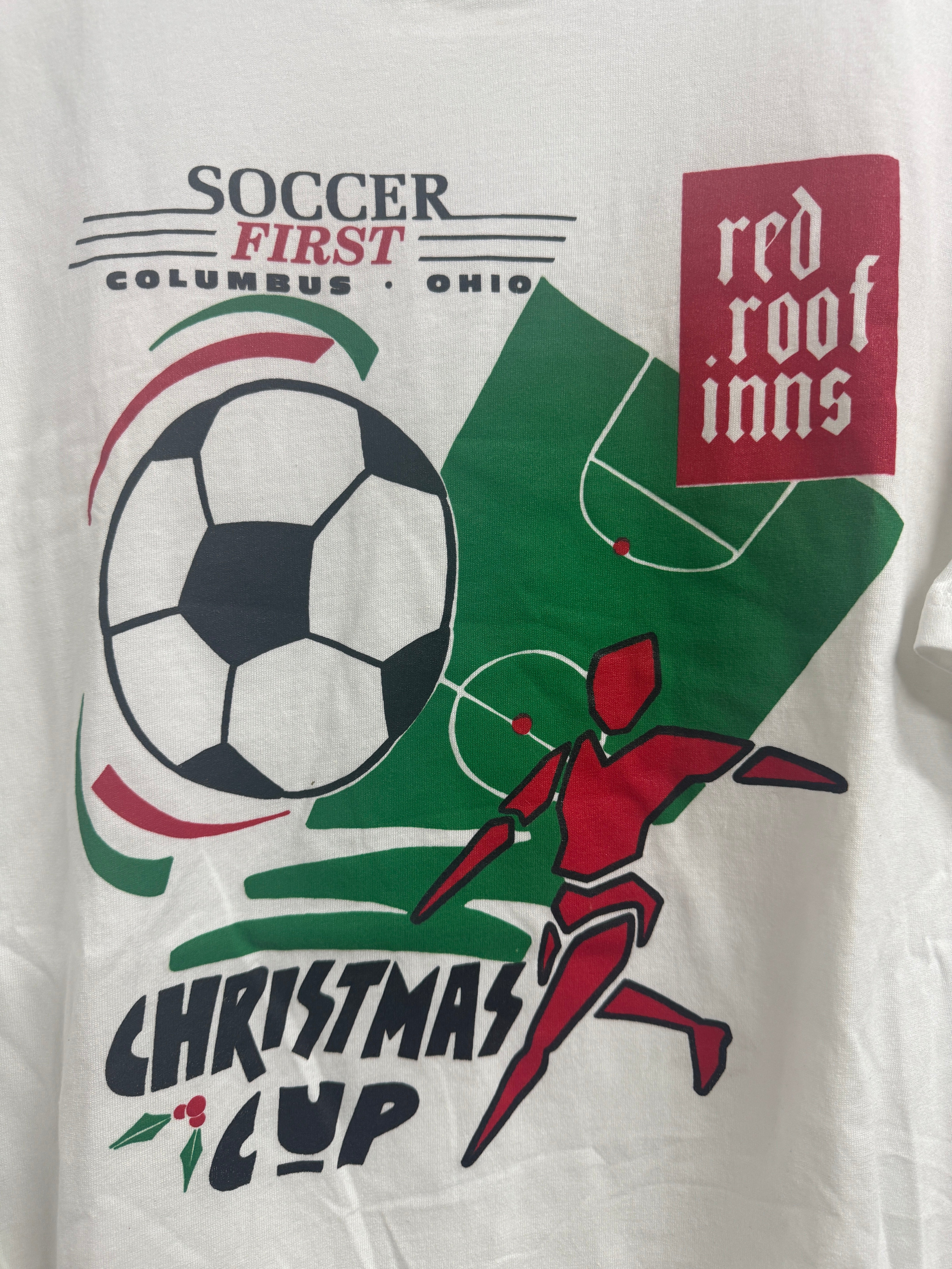 Vintage Soccer First Christmas Cup Tee - XL